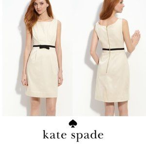 Kate Spade Beige Lola/Cocktail Dress Black Bow Sz8